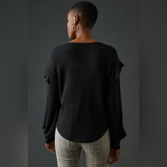 ✨ Anthropologie Ruffled V-Neck Top Sz M - Picture 4 of 5